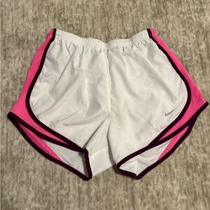 Nike Women's White and Pink Athletic Shorts